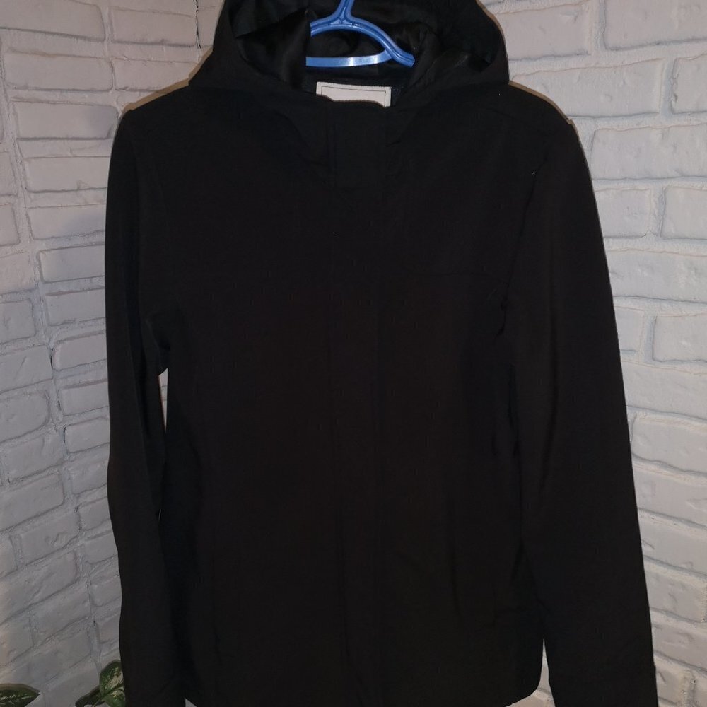 Roots Ladies Size Large Soft Shell Black Fleece Lined Hooded Jacket